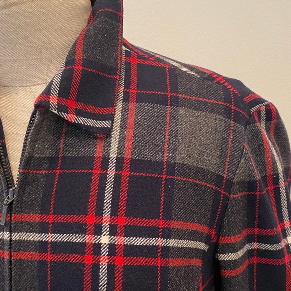 David Brooks Womens Vintage Wool Blue Red Gray Plaid Bomber Jacket / Size M - Picture 3 of 12